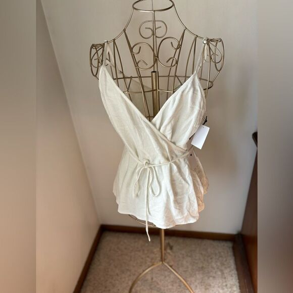 Treasure & Bond Tops - NWT Treasure & Bond Linen Blend Wrap Top White Size XS new with tags